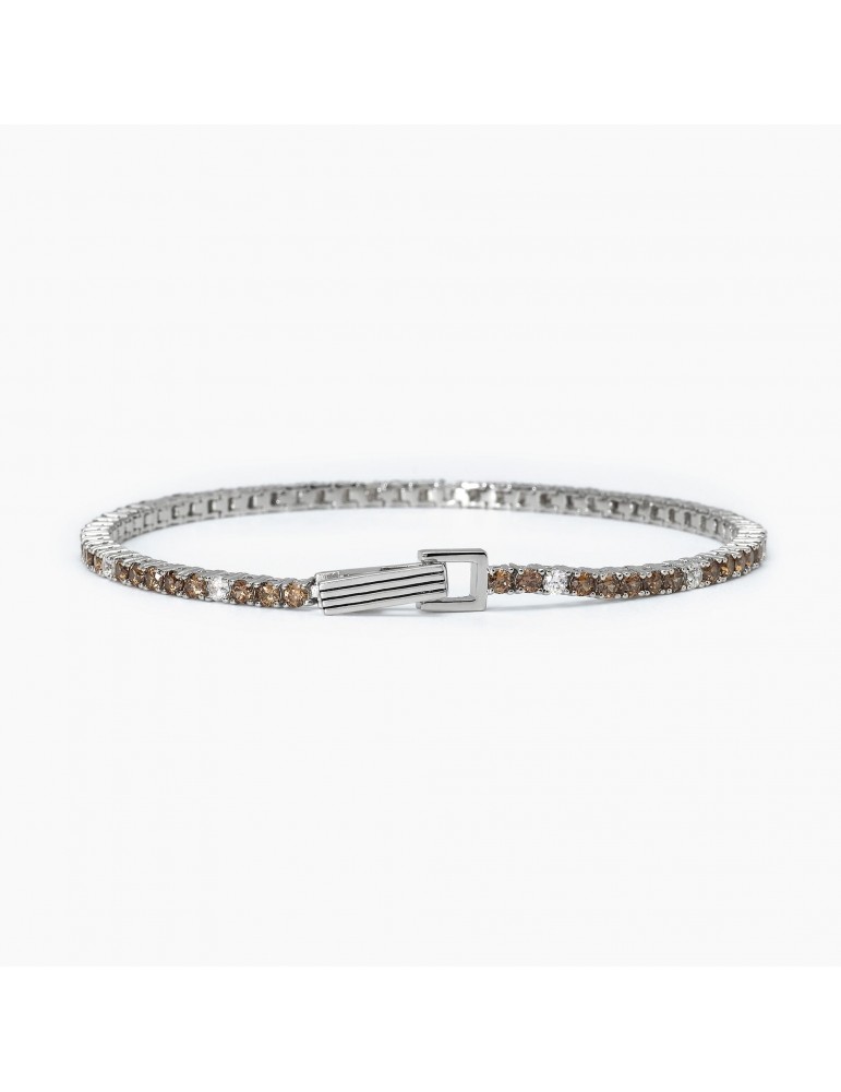 Mabina gioielli | Tennis club | Bracciale tennis in argento 925‰ con zirconi bianchi e marroni | 533700