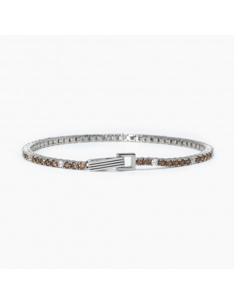 Mabina gioielli | Tennis club | Bracciale tennis in argento 925‰ con zirconi bianchi e marroni | 533700