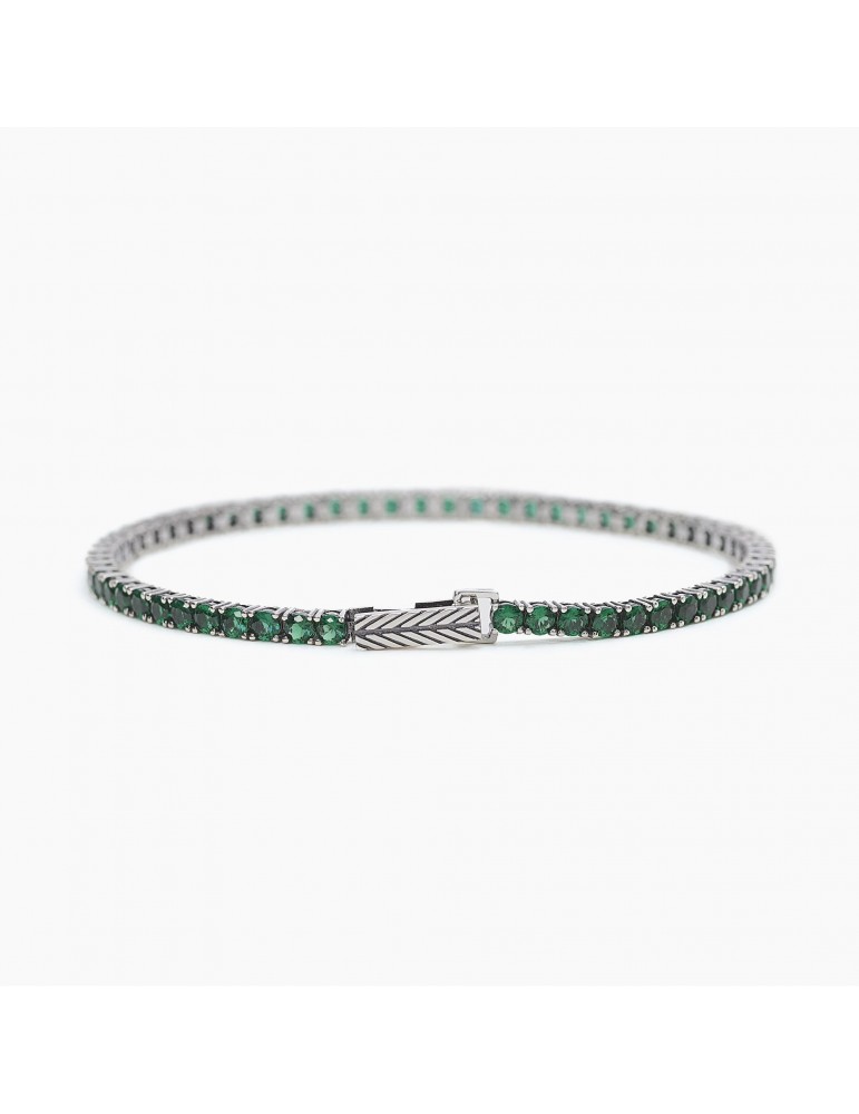 Mabina gioielli | Tennis club | Bracciale tennis in argento 925‰ con smeraldi sintetici | 533579