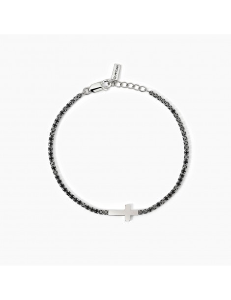 Mabina gioielli | Mystical | Bracciale tennis in argento 925‰ con zirconi neri e croce | 533820