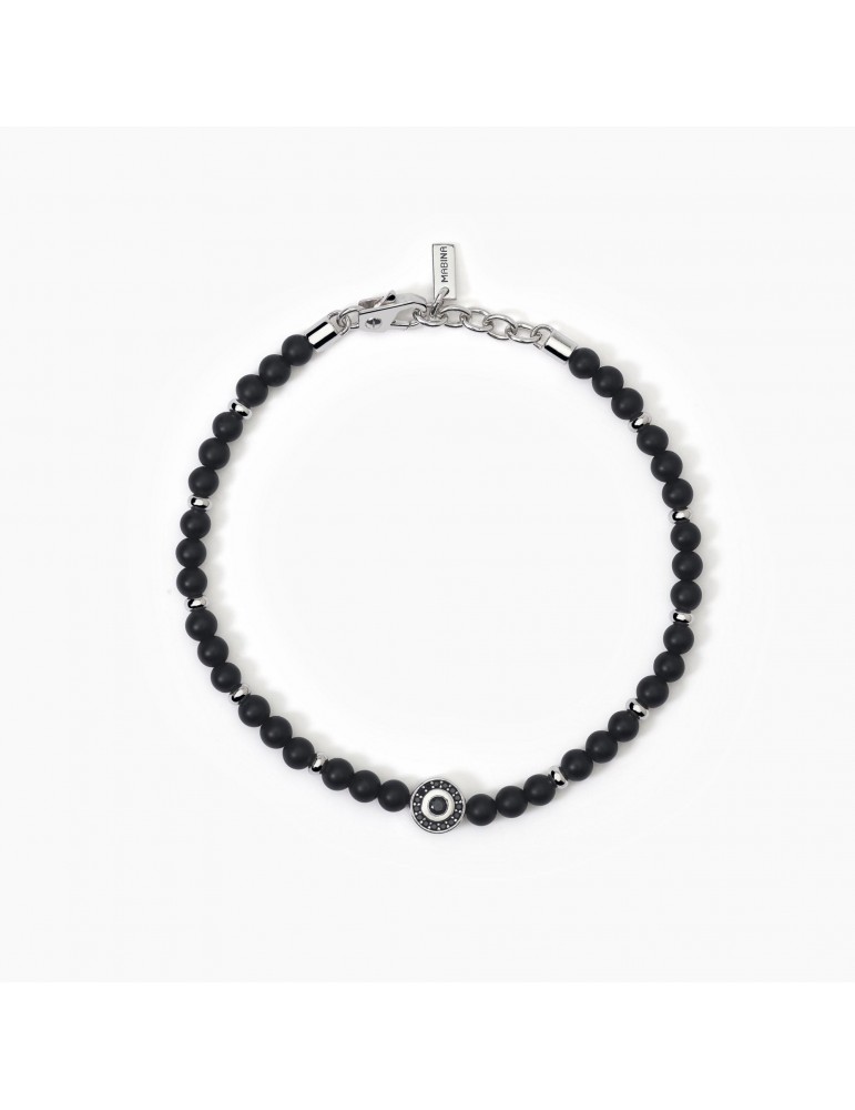 Mabina Gioielli | Beniamino | Bracciale in argento 925‰ con agata nera e zirconi neri | 533807