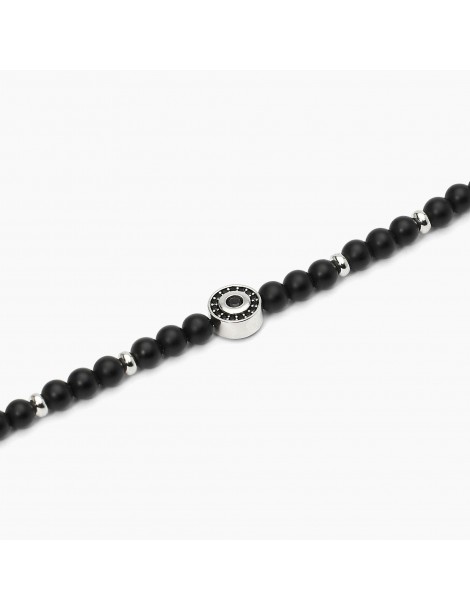 Mabina Gioielli | Beniamino | Bracciale in argento 925‰ con agata nera e zirconi neri | 533807