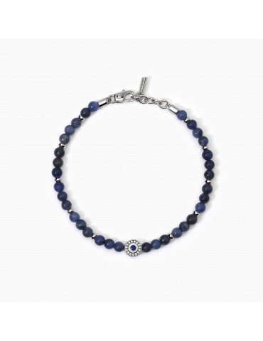 Mabina Gioielli | Beniamino | Bracciale in argento 925‰ con sodalite blu e zirconi neri | 533806