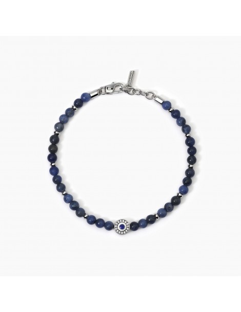 Mabina Gioielli | Beniamino | Bracciale in argento 925‰ con sodalite blu e zirconi neri | 533806