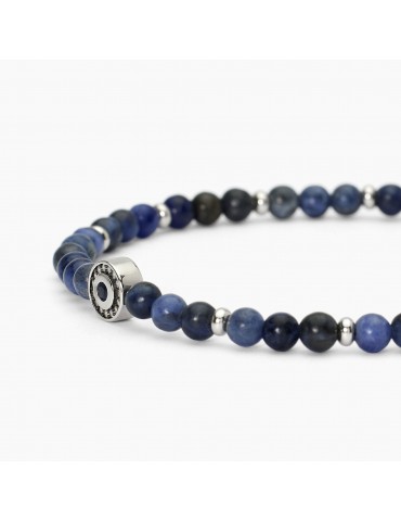 Mabina Gioielli | Beniamino | Bracciale in argento 925‰ con sodalite blu e zirconi neri | 533806