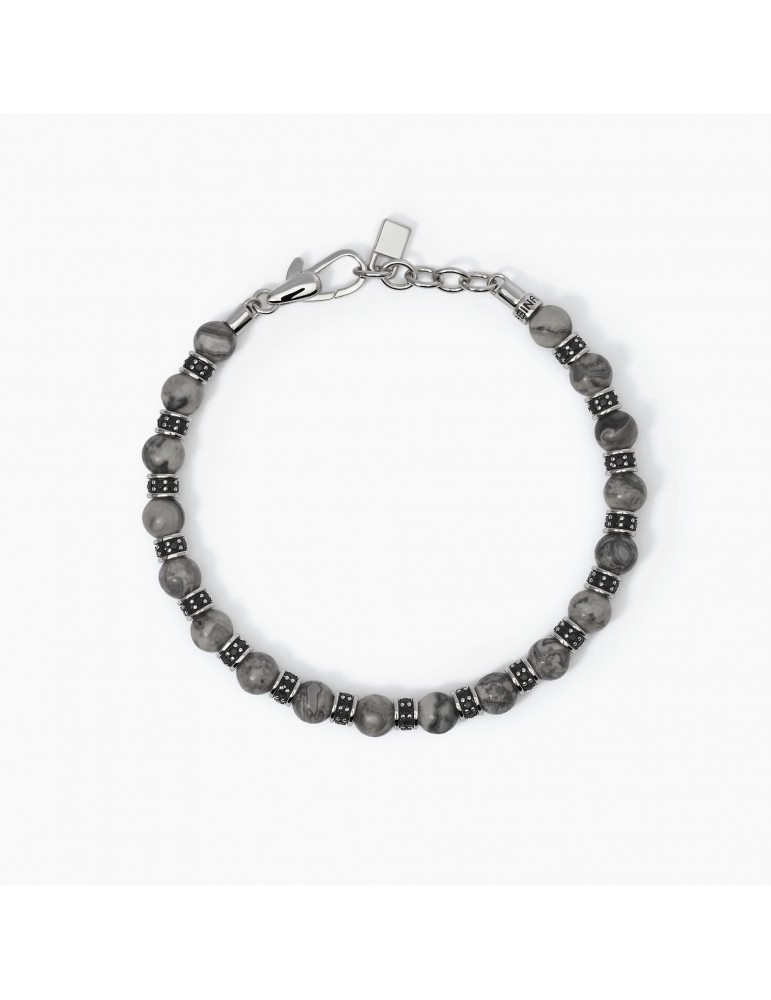 Mabina Gioielli | Rolling Stone | Bracciale in argento 925‰ con agata grigia e zirconi neri | 533693