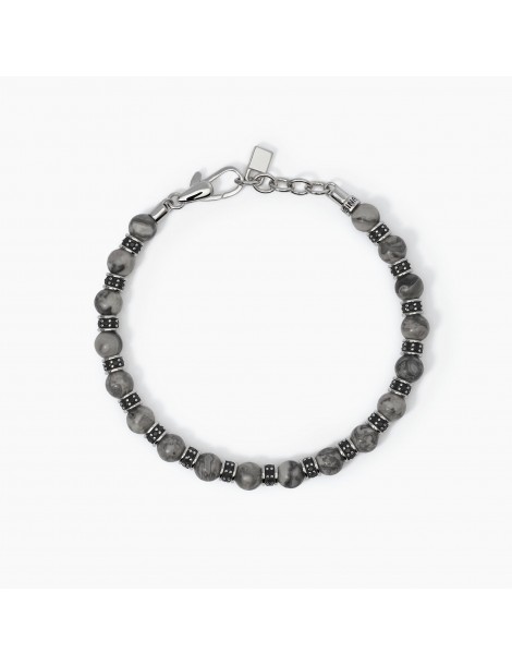 Mabina Gioielli | Rolling Stone | Bracciale in argento 925‰ con agata grigia e zirconi neri | 533693