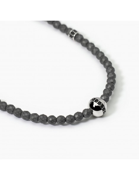 Mabina Gioielli | Bohémien | Collana in argento 925‰ con ematite e sfera centrale con zirconi neri | 553591