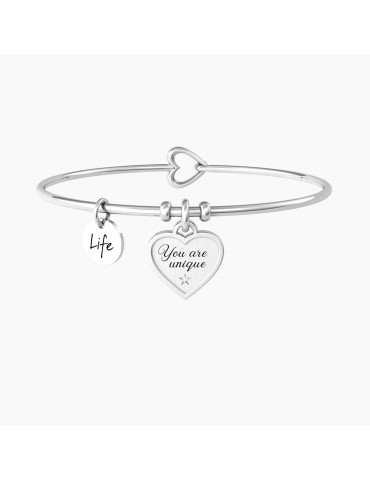 Kidult | Cuore | You Are Unique | Bracciale in acciaio rigido con ciondolo | 732222