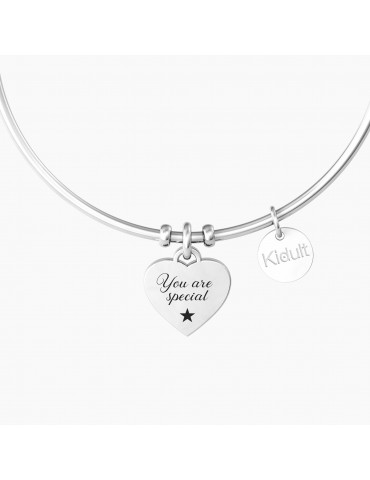 Kidult | Cuore | You Are Unique | Bracciale in acciaio rigido con ciondolo | 732222