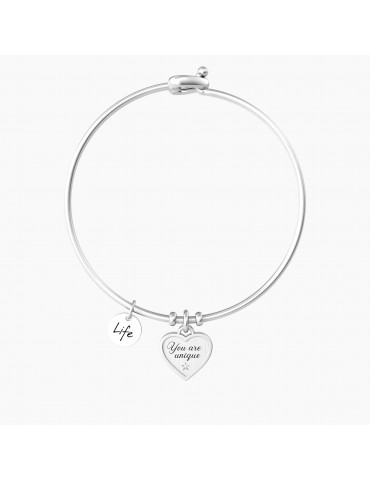 Kidult | Cuore | You Are Unique | Bracciale in acciaio rigido con ciondolo | 732222