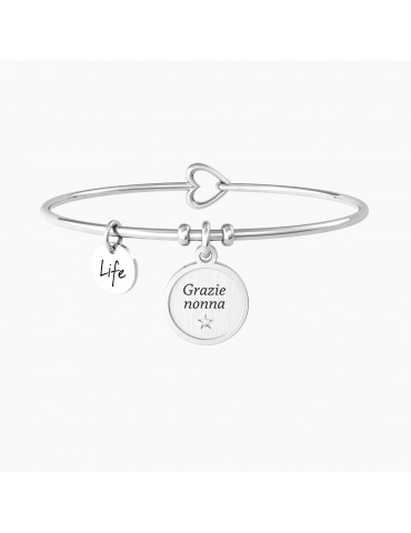 Kidult | Grazie Nonna | Bracciale in acciaio rigido con ciondolo | 732229