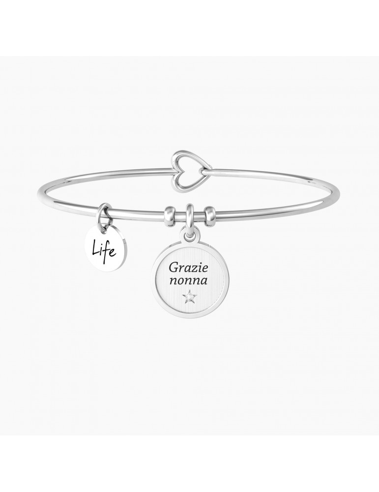 Kidult | Grazie Nonna | Bracciale in acciaio rigido con ciondolo | 732229