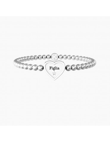 Kidult | Cuore | Figlia | Bracciale elastico in acciaio con ciondolo a cuore | 732212