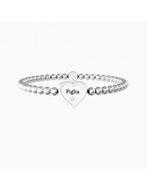 Kidult | Cuore | Figlia | Bracciale elastico in acciaio con ciondolo a cuore | 732212