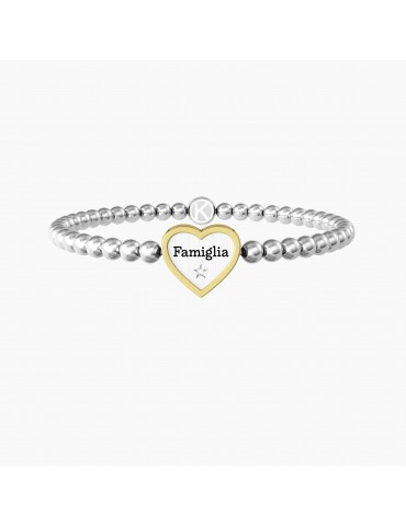 Kidult | Cuore | Famiglia | Bracciale elastico in acciaio con ciondolo a cuore | 732210