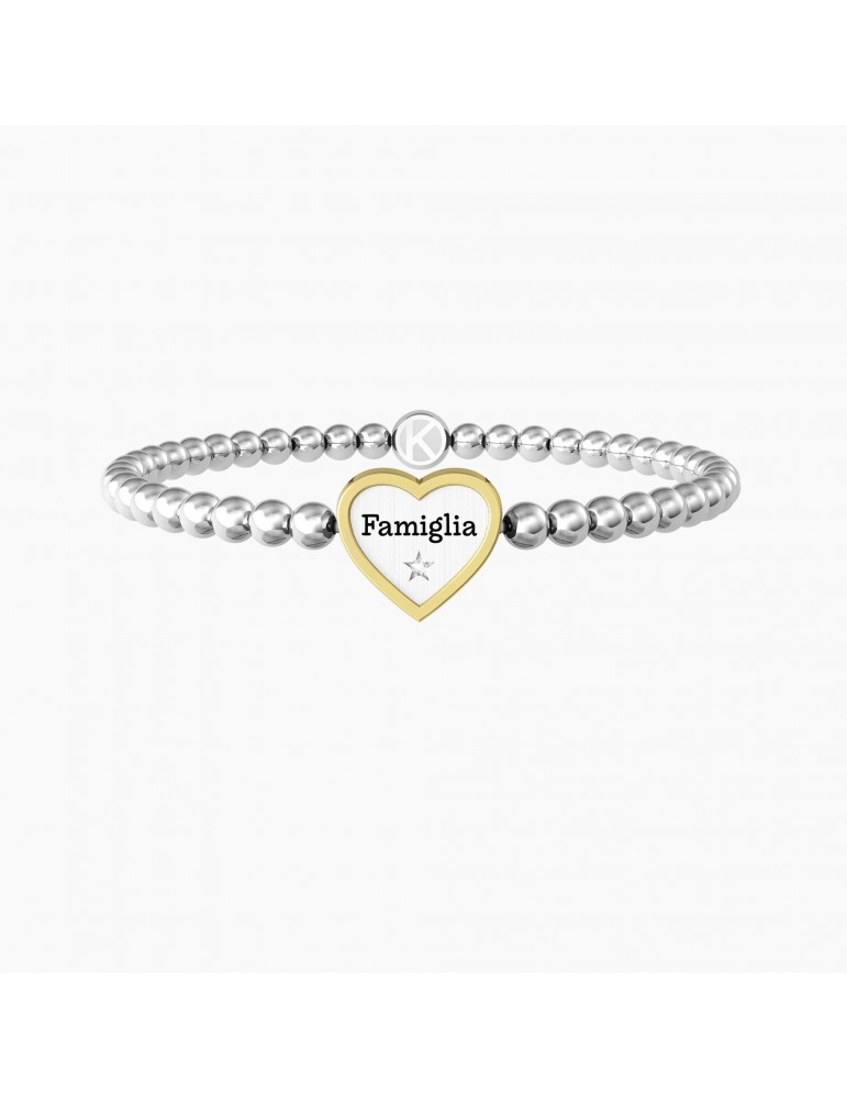 Kidult | Cuore | Famiglia | Bracciale elastico in acciaio con ciondolo a cuore | 732210