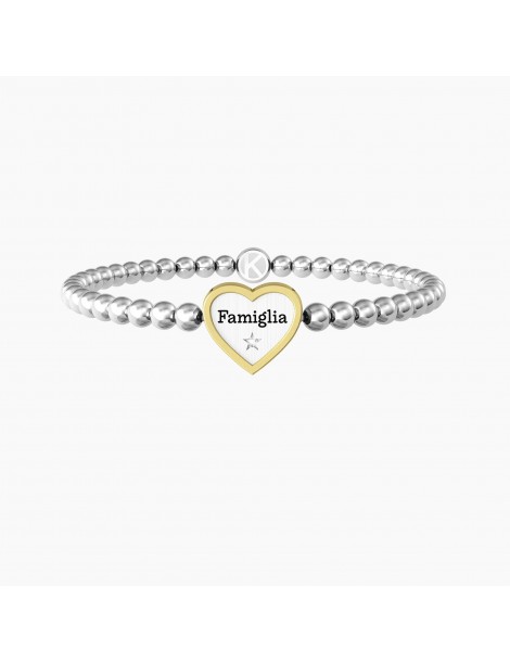 Kidult | Cuore | Famiglia | Bracciale elastico in acciaio con ciondolo a cuore | 732210