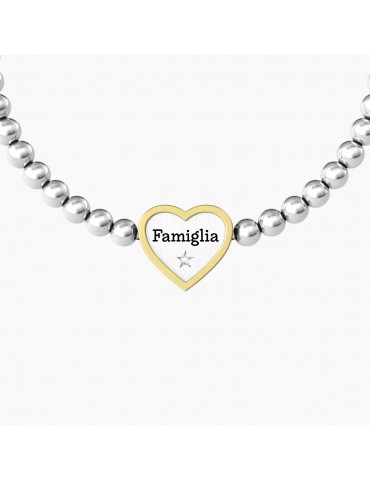 Kidult | Cuore | Famiglia | Bracciale elastico in acciaio con ciondolo a cuore | 732210