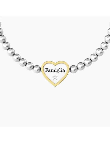 Kidult | Cuore | Famiglia | Bracciale elastico in acciaio con ciondolo a cuore | 732210