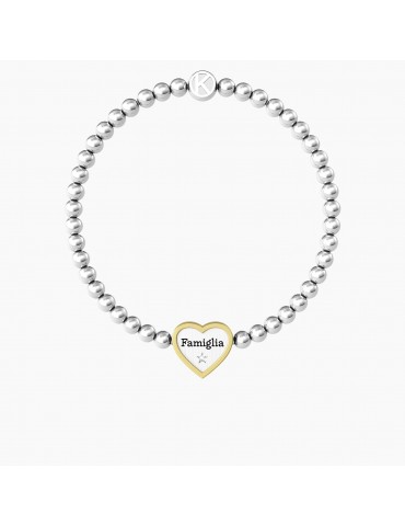 Kidult | Cuore | Famiglia | Bracciale elastico in acciaio con ciondolo a cuore | 732210