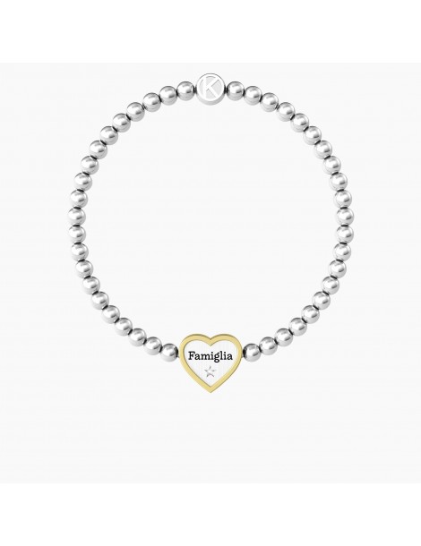 Kidult | Cuore | Famiglia | Bracciale elastico in acciaio con ciondolo a cuore | 732210