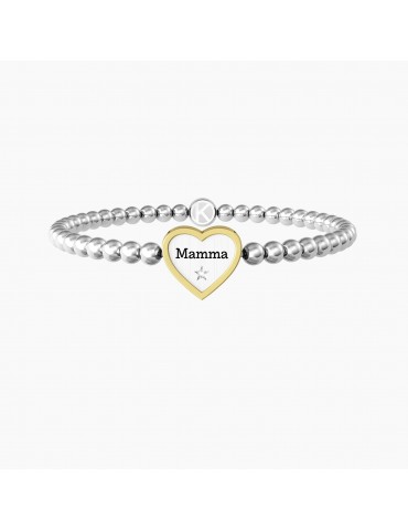 Kidult | Cuore | Mamma | Bracciale elastico in acciaio con ciondolo a cuore | 732211