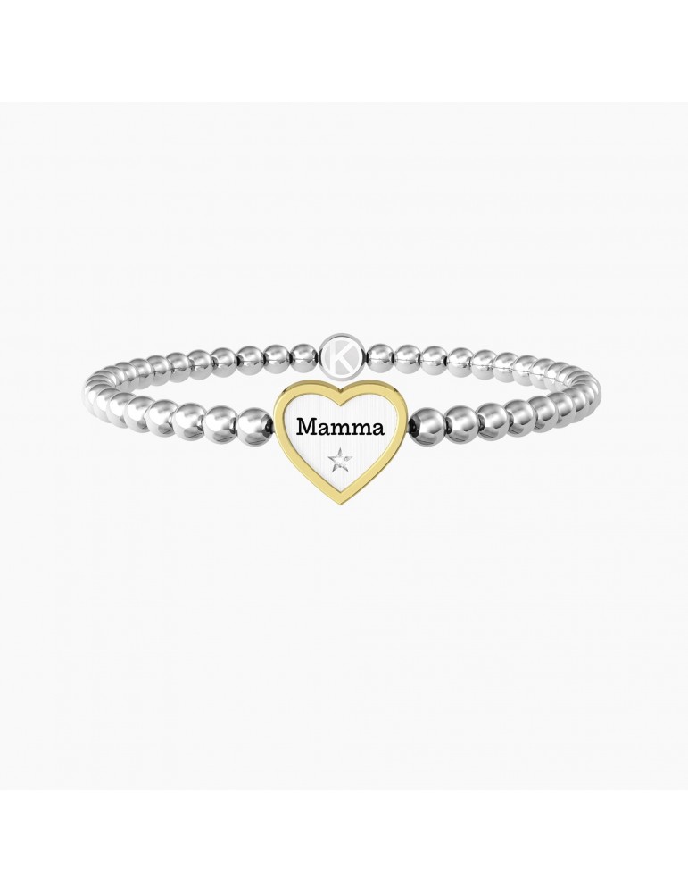 Kidult | Cuore | Mamma | Bracciale elastico in acciaio con ciondolo a cuore | 732211