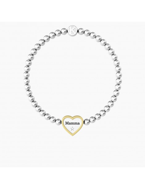 Kidult | Cuore | Mamma | Bracciale elastico in acciaio con ciondolo a cuore | 732211