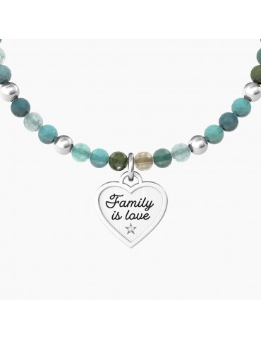 Kidult | Cuore | Family Is Love| Bracciale elastico con agata multicolor e ciondolo a cuore | 732216