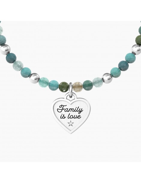 Kidult | Cuore | Family Is Love| Bracciale elastico con agata multicolor e ciondolo a cuore | 732216