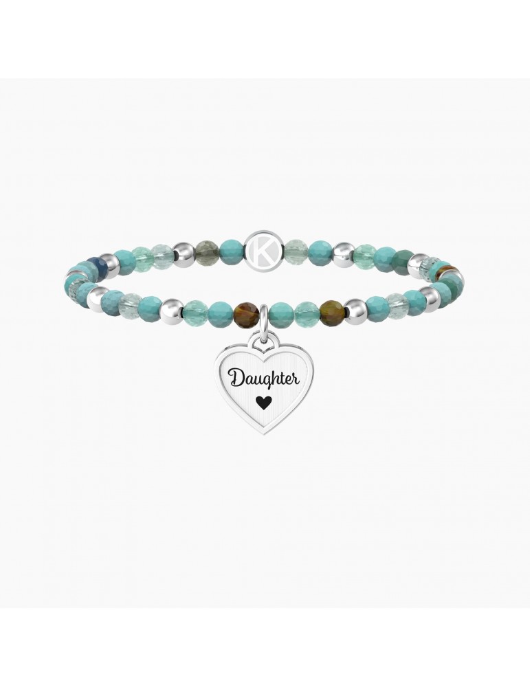 Kidult | Cuore | Daughter | Bracciale elastico con agata multicolor e ciondolo a cuore | 732218