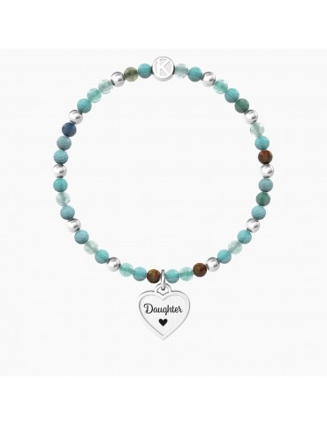 Kidult | Cuore | Daughter | Bracciale elastico con agata multicolor e ciondolo a cuore | 732218