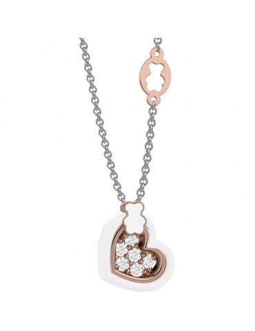 Nanan | Nanàn Bijou | Collana in argento 925‰ con cuore in smalto bianco e zirconi bianchi | NAN0407