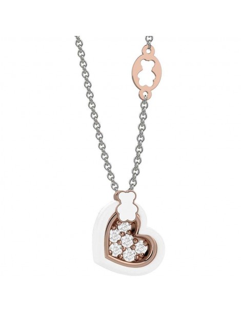 Nanan | Nanàn Bijou | Collana in argento 925‰ con cuore in smalto bianco e zirconi bianchi | NAN0407