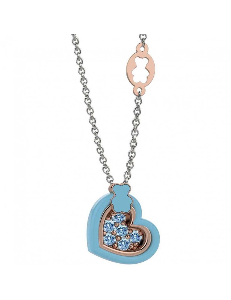 Nanan | Nanàn Bijou | Collana in argento 925‰ con cuore in smalto azzurro e zirconi azzurri | NAN0405