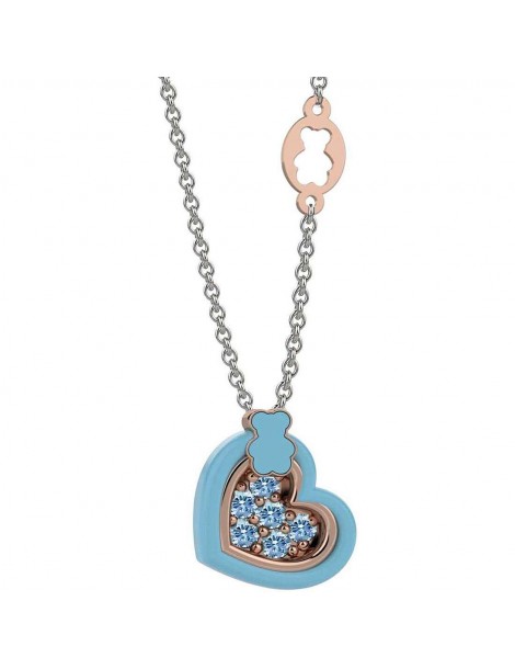 Nanan | Nanàn Bijou | Collana in argento 925‰ con cuore in smalto azzurro e zirconi azzurri | NAN0405