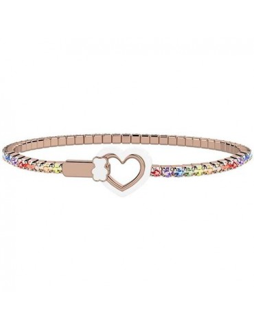 Nanan | Nanàn Bijou | Bracciale tennis in argento 925‰ rosato con cuore in smalto bianco e zirconi multicolor | NAN0401