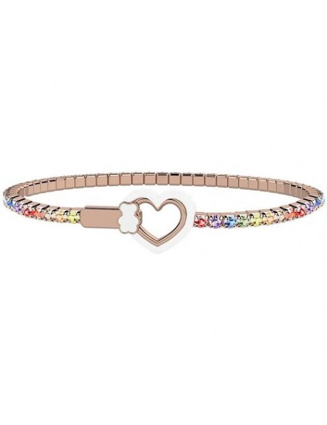 Nanan | Nanàn Bijou | Bracciale tennis in argento 925‰ rosato con cuore in smalto bianco e zirconi multicolor | NAN0401