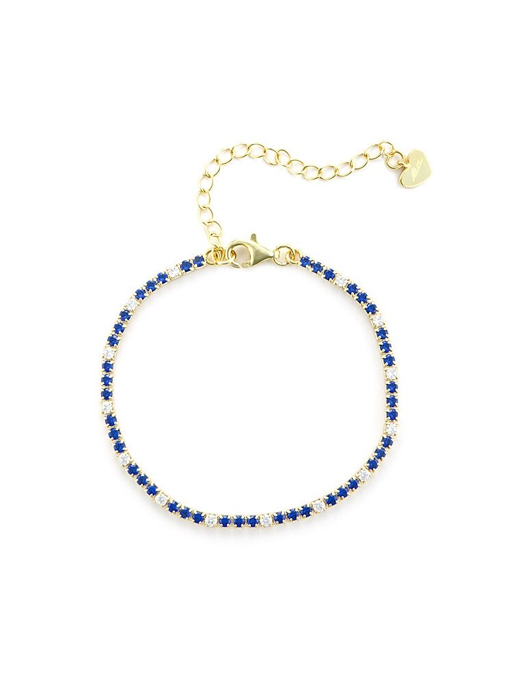 4US Paciotti | Bracciale in argento 925‰ dorato con zirconi bianchi e blu | 4UBR5820W