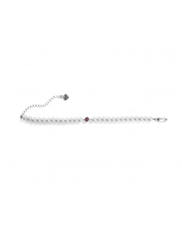 4US Paciotti | Bracciale in argento 925‰ con perle sintetiche e zircone rosso | 4UBR6097W