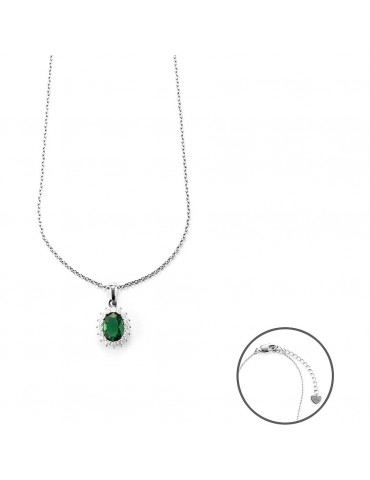 4US Paciotti | Collana in argento 925‰ con zirconi bianchi e zircone verde | 4UCL6057W