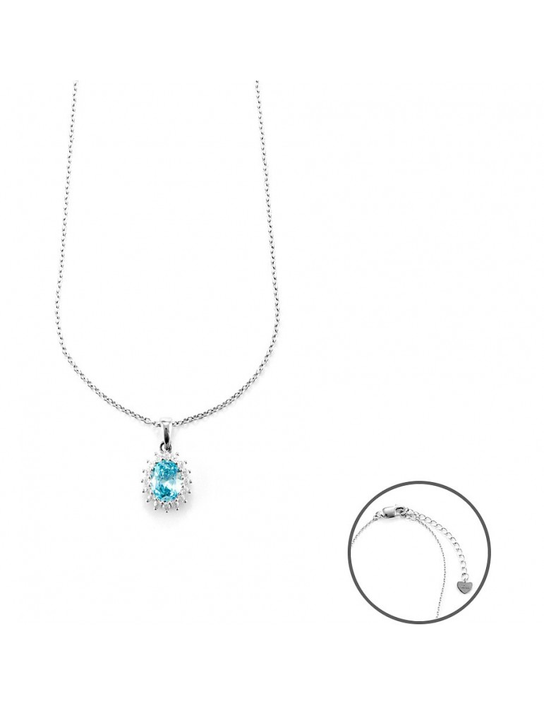 4US Paciotti | Collana in argento 925‰ con zirconi bianchi e zircone azzurro | 4UCL6051W