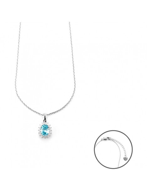 4US Paciotti | Collana in argento 925‰ con zirconi bianchi e zircone azzurro | 4UCL6051W