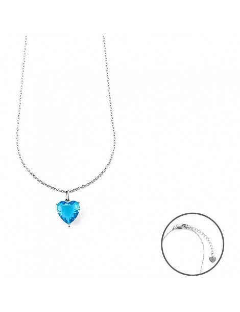 4US Paciotti | Collana in argento 925‰ con cuore in zircone azzurro | 4UCL6071W