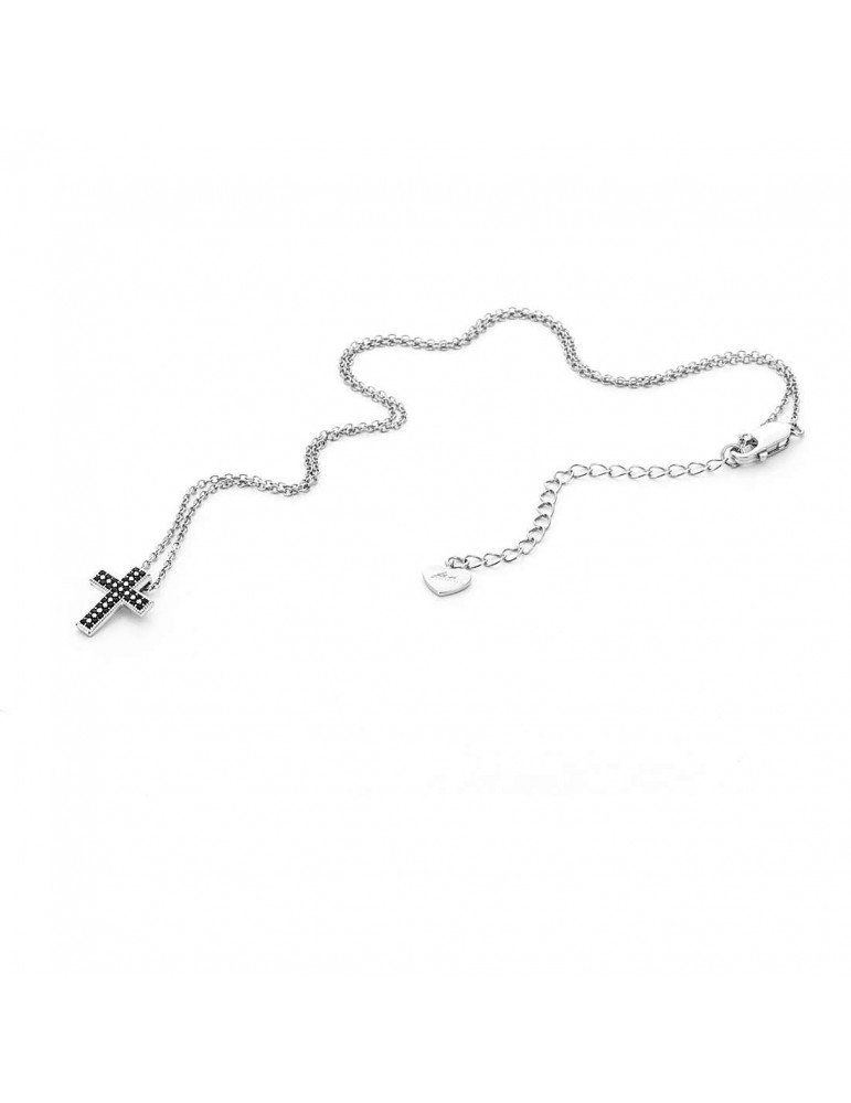 4US Paciotti | Collana in argento 925‰ con croce in pavè di zirconi neri | 4UCL4841W