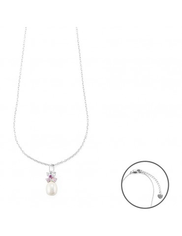 4US Paciotti | Collana in argento 925‰ con perla sintetica e zirconi  | 4UCL6105W