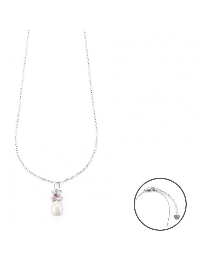 4US Paciotti | Collana in argento 925‰ con perla sintetica e zirconi  | 4UCL6105W