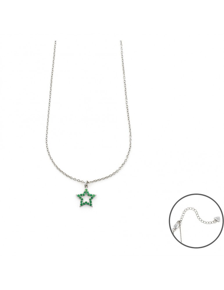 4US Paciotti | Collana in argento 925‰ con stella e zirconi verdi | 4UCL5767W