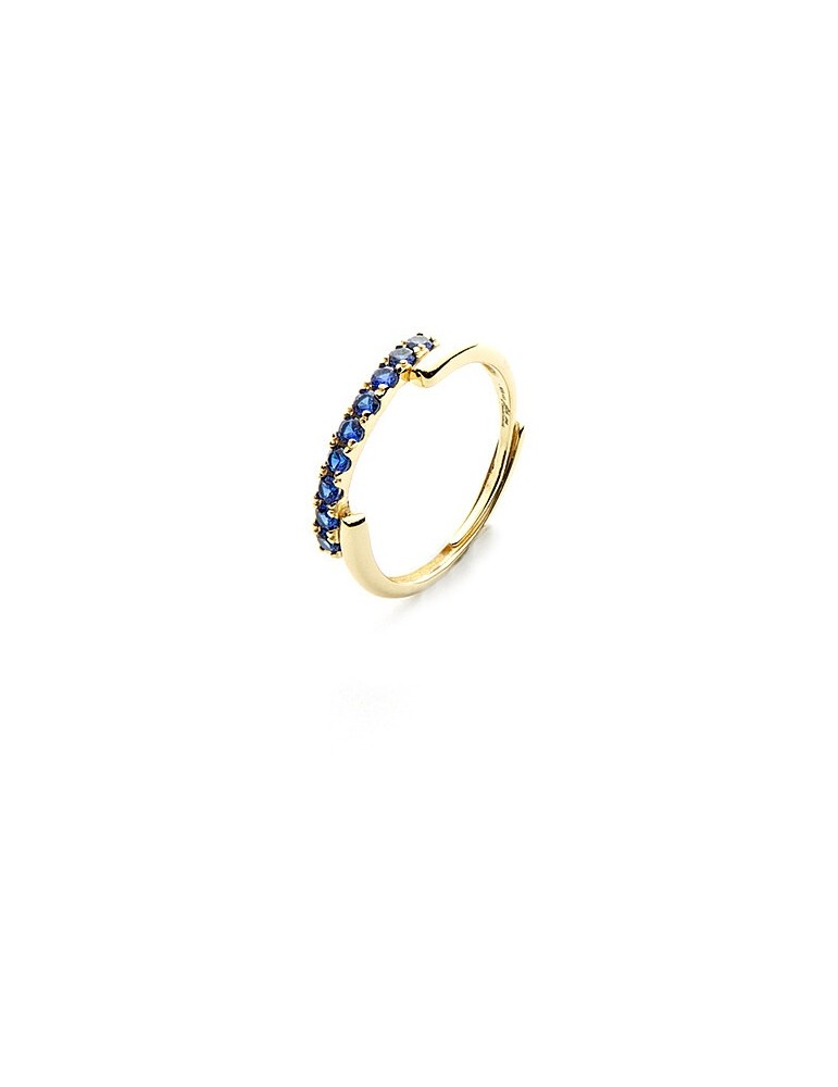 4US Paciotti | Anello in argento 925‰ dorato con zirconi blu | 4UAN5808W